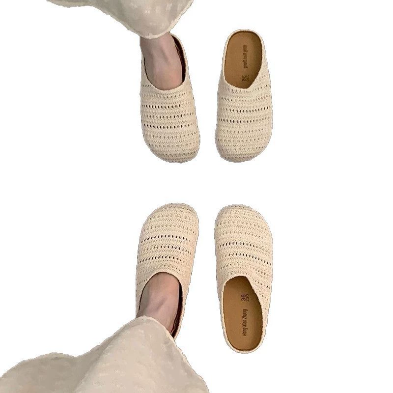 2025 французские нишевые ручной работы полые дышащие Баотоу полупревет slippers для женщин летняя верхняя одежда ленивый слепон мюли