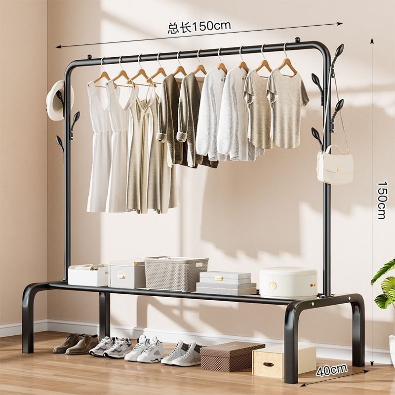 블랙 - 업그레이드된 단극 150cm + 후크 6개