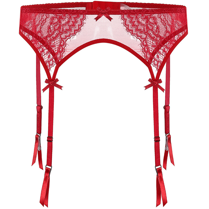Cross-Border European and American Amazon Sexy Lace Mesh Women's Garters Sexy Temptation Non-Slip Rear Button Wholesale