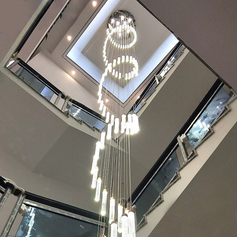 楼梯长吊灯别墅旋转loft公寓挑高客厅楼梯间灯复式楼中楼水晶吊灯|undefined