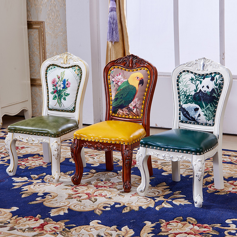 European -style children's chair dining leather leather chair…