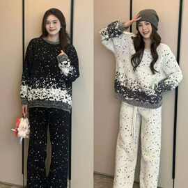 2026睡衣女秋冬季珊瑚绒加厚家居服渐变半边绒加绒法兰绒女士套装