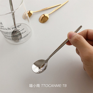(High Quality Model) Ins Coffee Spoon Stirring Dessert Cake Ice Cream Stainless Steel Gold Silver Ice Cream Breakfast