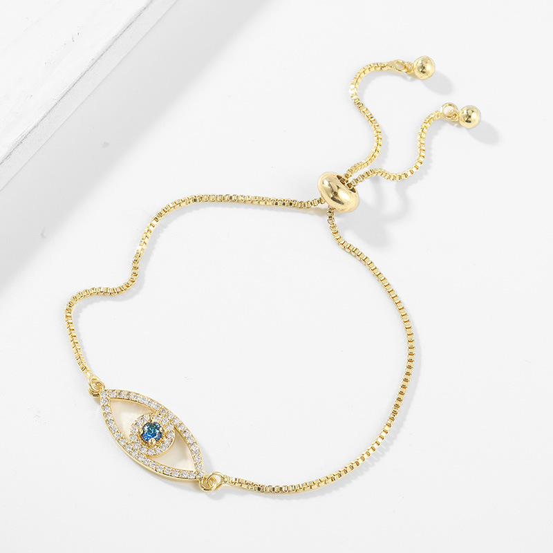 simple copper-inlaid zircon pull-eye bracelet wholesale