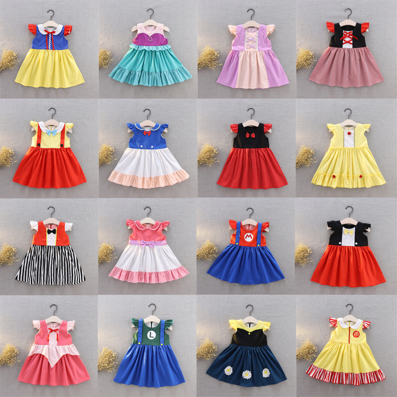 Summer Dress Thai Girl Ins Baby Pleated Skirt Halloween Kidsren's Birthday Cartoon Princess European and American Pure