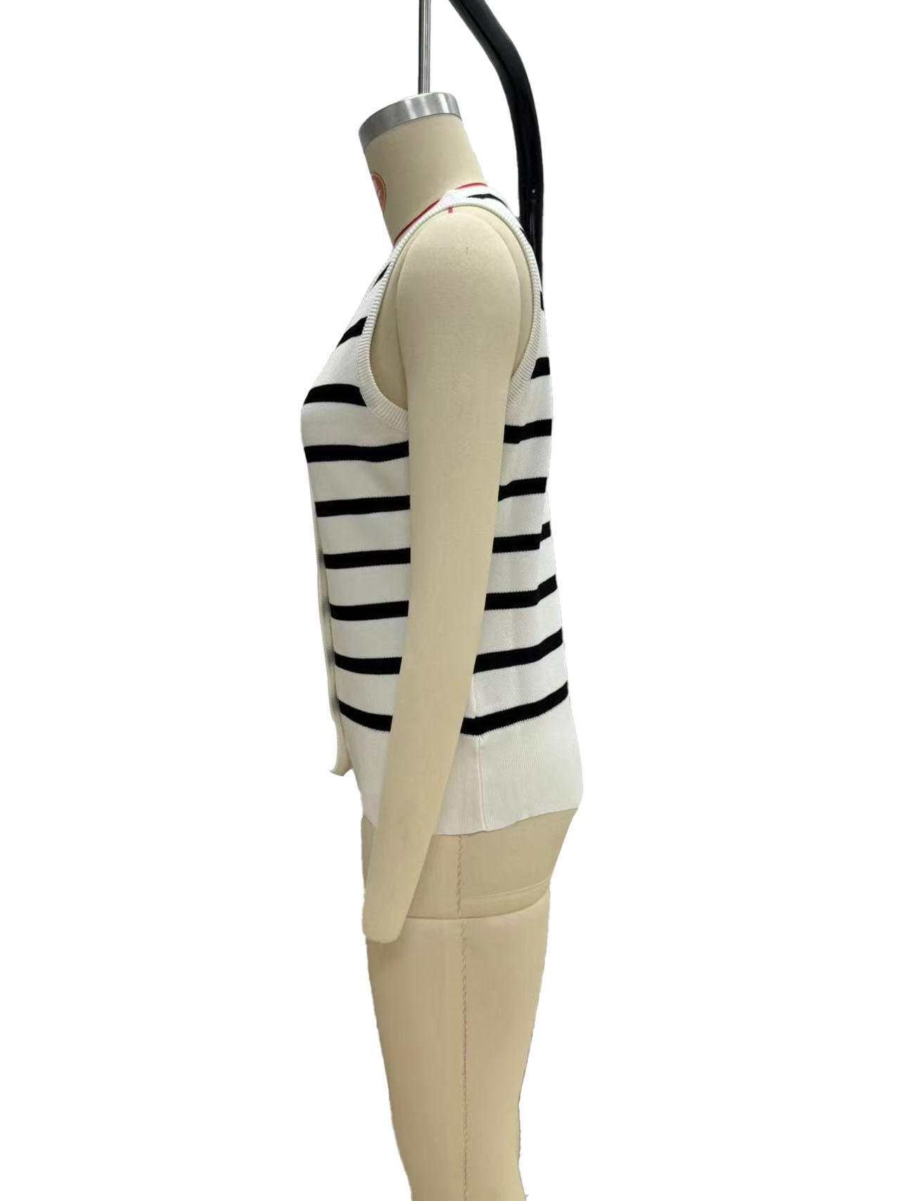 263g Weight Sleeveless Sleeve Length Single Breasted Placket Type Polyester, Viscose fiber Fabric Type Regular Top Length Vest Tops Type Daily Occasion V Neck Neckline Slim Fit Type Stripe Pattern Summer Season Women's Gender Contrast Binding Design Casual, Elegant Style Wholesale Women's Casual Elegant Stripe Sleeveless Contrast Binding Sweaters & Cardigans 4