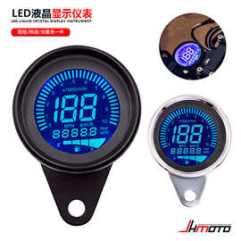 摩托车仪表复古改装仪表里程表转速油量一体LED液晶显示仪表总成