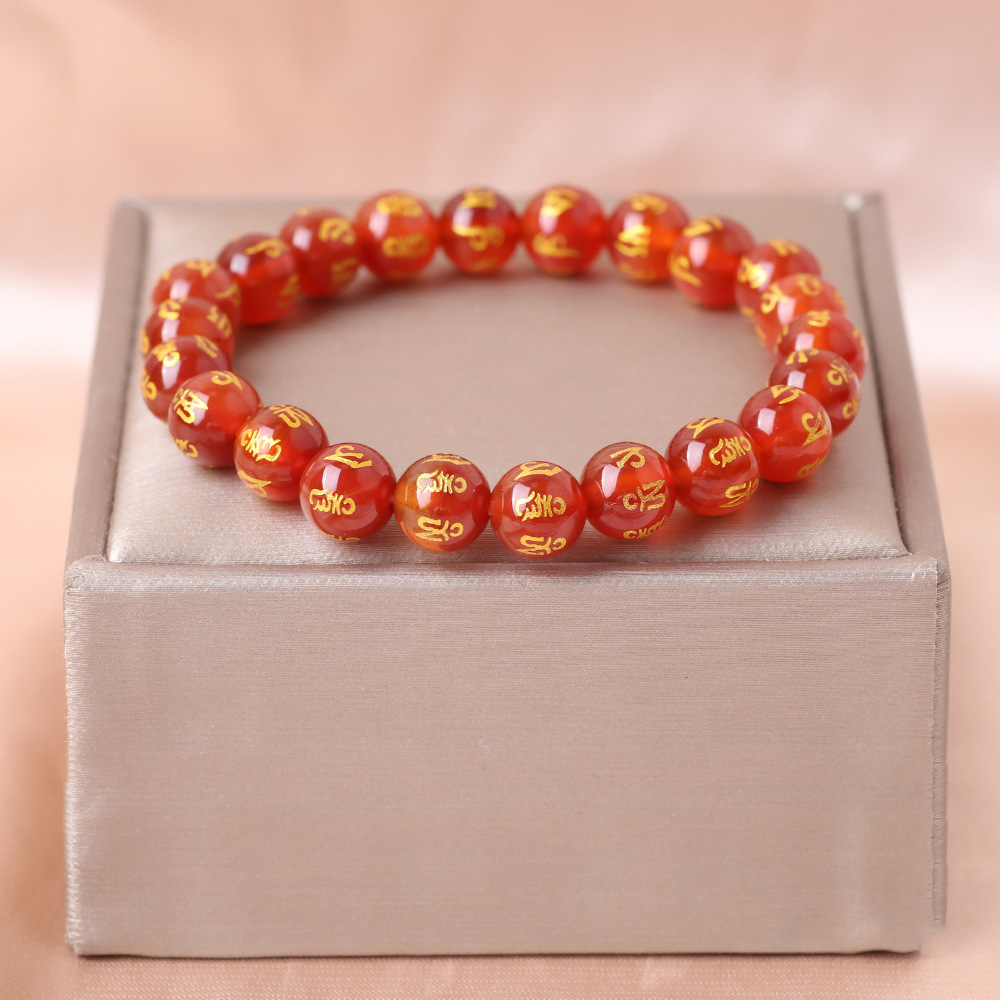 Brazalete de cuentas de ágata rojo para mujeres lujoso ligero delicado de alta sensación joyería de mano de verano colgante de mano