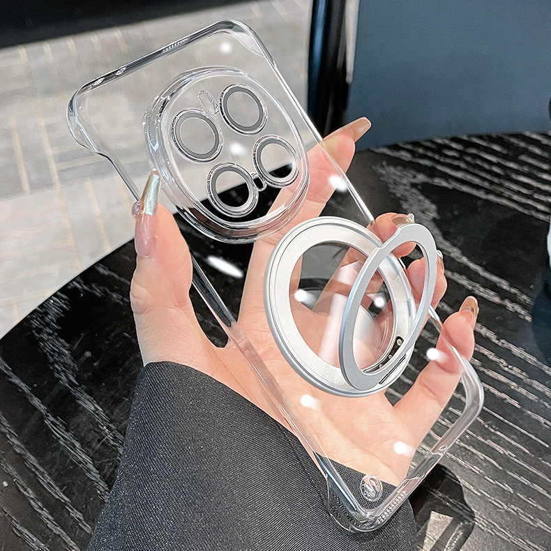 For Honor magic7pro Phone Case Magic6 New 2024 Magnetic Bracket Magic5 Ultra-thin Protective Case Honor Drop-resistant All-inclusive Transparent Por High-end Female MagSafe Charging