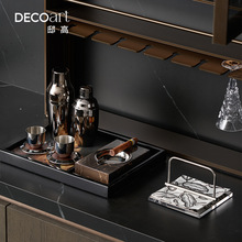 美式复古风客厅水吧台摆件托盘不锈钢水具纸巾架装饰品搭配高级感