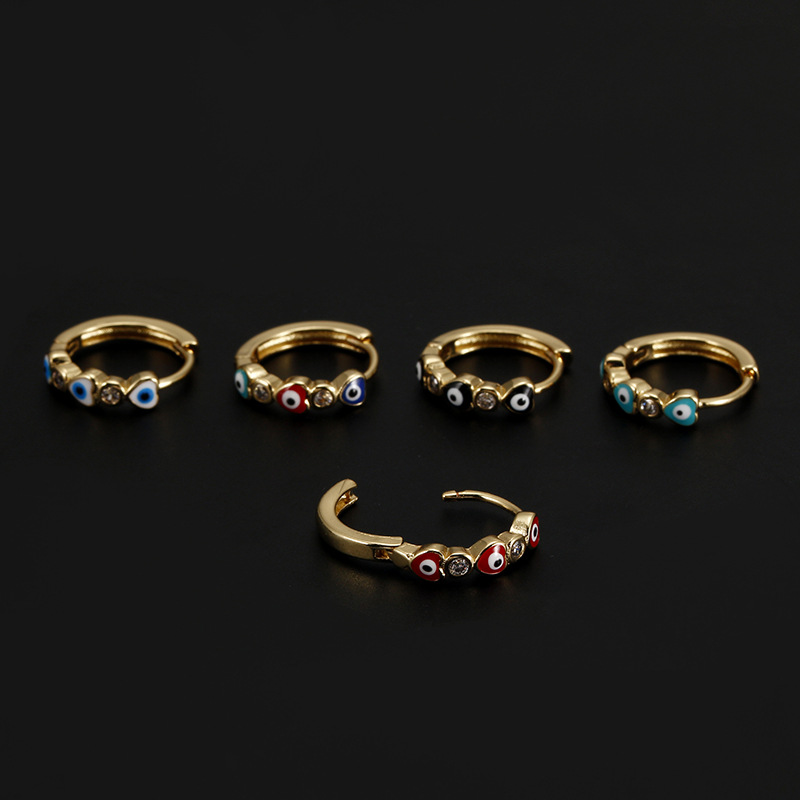 Daily Occasion Copper Material Fashion Heart Shape Eye Copper Inlay Zircon Earrings 1 Piece