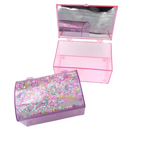 Children's Handmade DIY Educational Toy Box Cream Tape Mirror Transparent Rectangle Plastic Jewelry Storage Treasure Box