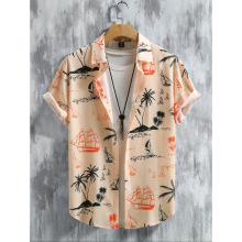 O 13394 Hawaiian floral print men's shirt �����Ļ���ӡ������