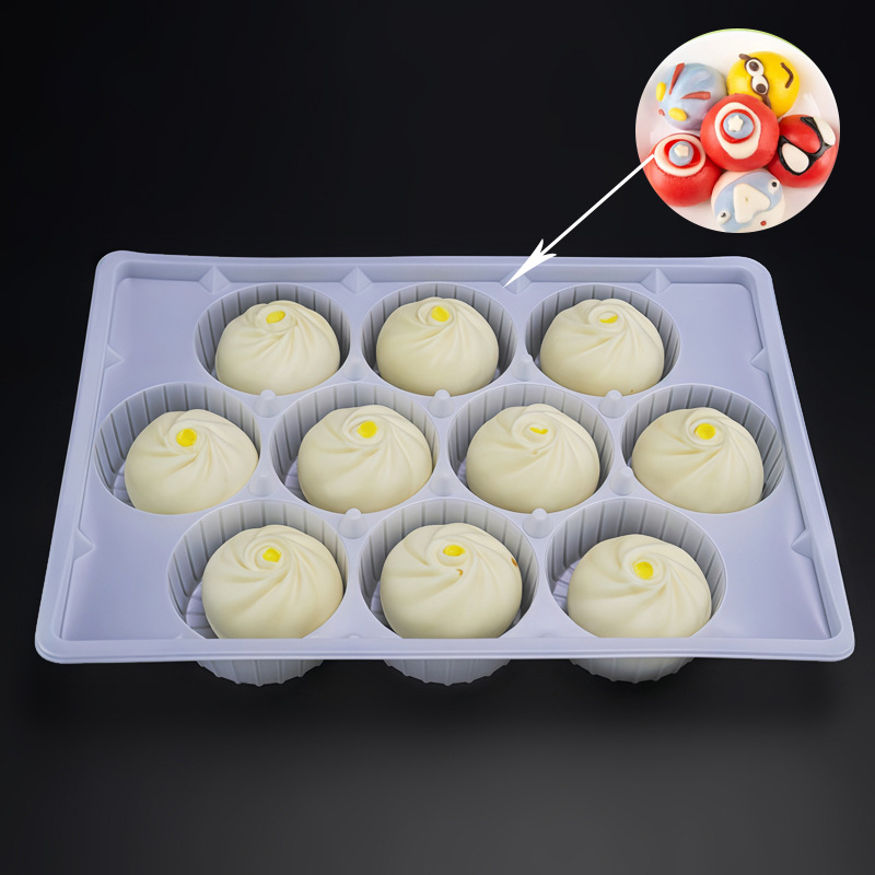 Caja de soporte especial para fideos congelados rápidos de espesor desechable de dibujos animados de 10 grados en paquete de pan al vapor de grado alimenticio