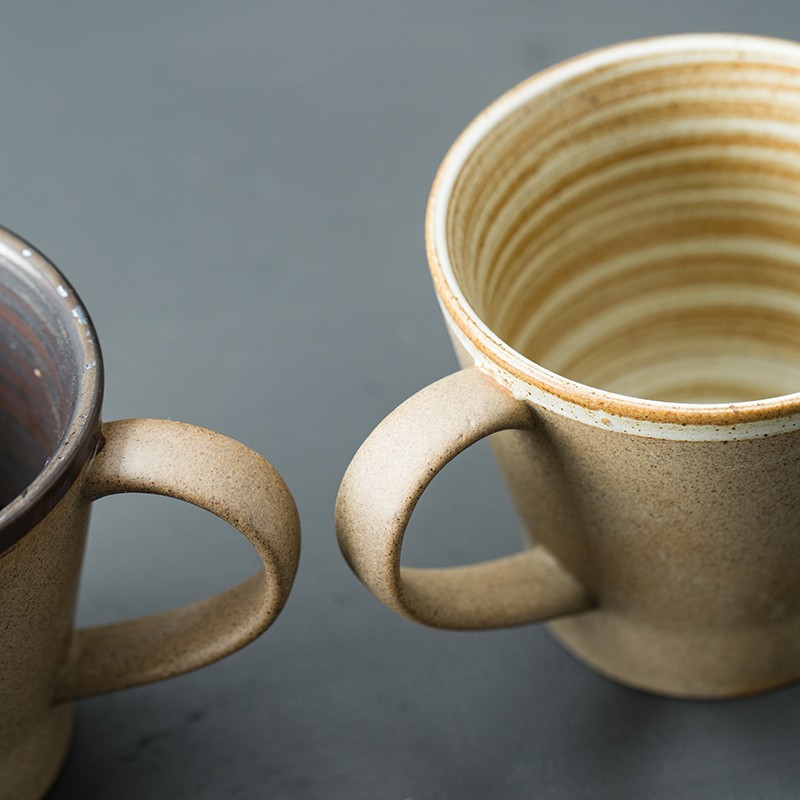 Taza de café de gres de estilo japonés hecha a mano creativa pareja taza de té retro personalizado desayuno taza de leche taza de arte