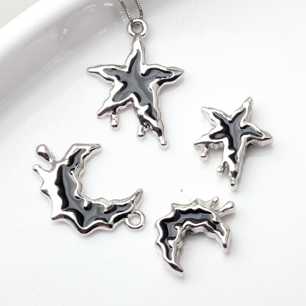 80g Weight Pendant Jewelry Making Type DIY Jewelry Accessories, Earrings Classification 10 PCS/Package Quantity Alloy Material Star, Moon Pattern Simple Style, Korean Style Style Enamel, Enamel, Plating Craft Black Color 10 PCS/Package Alloy Star Moon Pendant DIY Jewelry Accessories Earrings 1