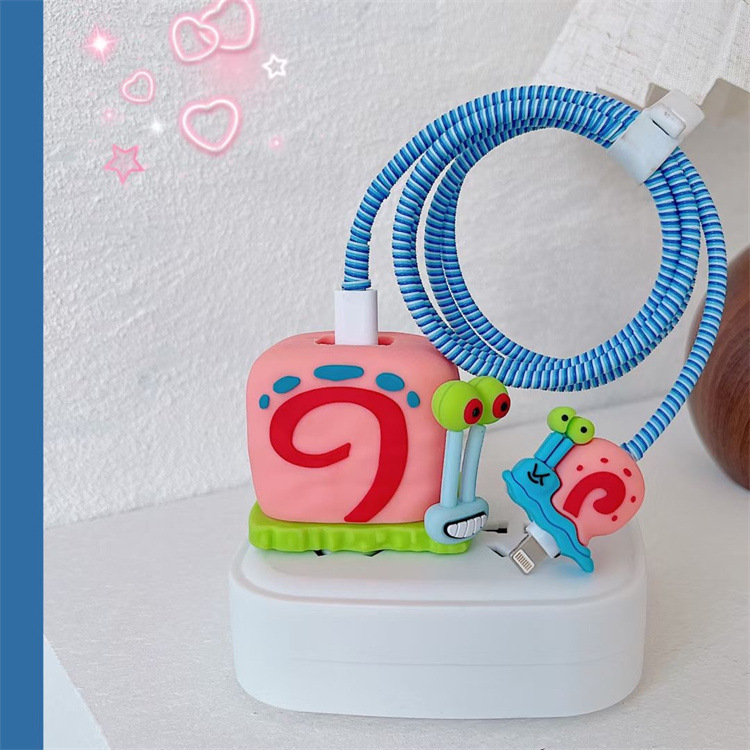 2023 nuevo cargador de dibujos animados cubierta protectora adecuada para Apple carga rápida cabeza 18/20W estándar europeo estándar americano aplicable