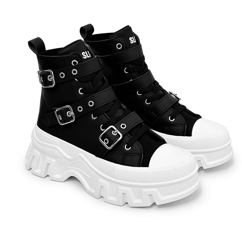 Herrenschuhe Martin Stiefel Herrenstiefel Motorradstiefel dicke Sohle Gürtelschnalle Lederoberfläche Trend neue Stiefel große Schuhe Stiefel_voghion.com