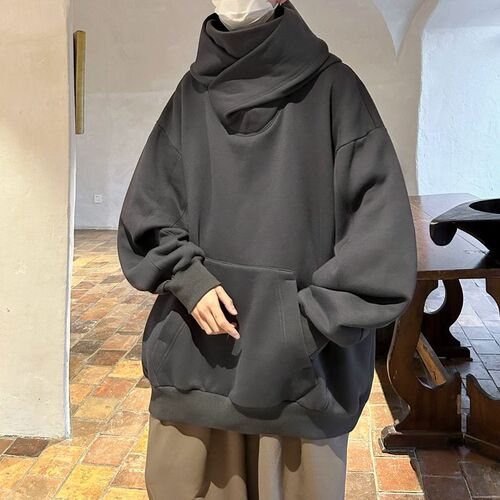 Society terror Dark Warrior charging hoodie men's autumn and winter heavy functional coat oversize American high-necked hoodie