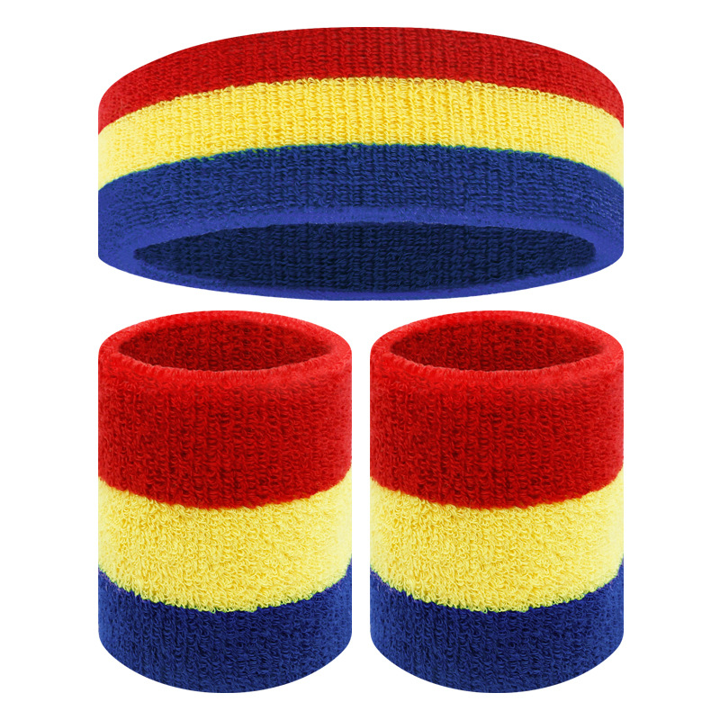 Deportes muñequera diadema absorbente de sudor fitness baloncesto correr sudor-limpieza transpirable pulsera diadema color clip color de punto cálido