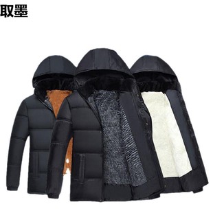 Foreign trade men's middle-aged and elderly cotton-padded fleece-lined thick warm hooded cotton-padded jacket coat 2023 winter cotton-padded coat men's coat
