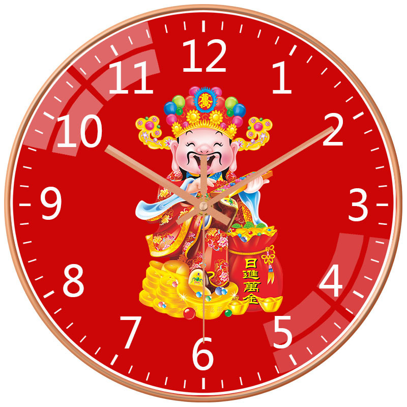 8インチ（20cm）家庭用掛け時計、リビングルーム用財神時計、壁掛け式、穴あけ不要、クリエイティブな時計、工場卸売、クォーツ時計|undefined