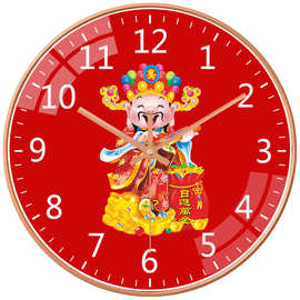 12寸30CM结婚挂钟钟表财神红色创意时钟图片工厂批发实用喜庆家居