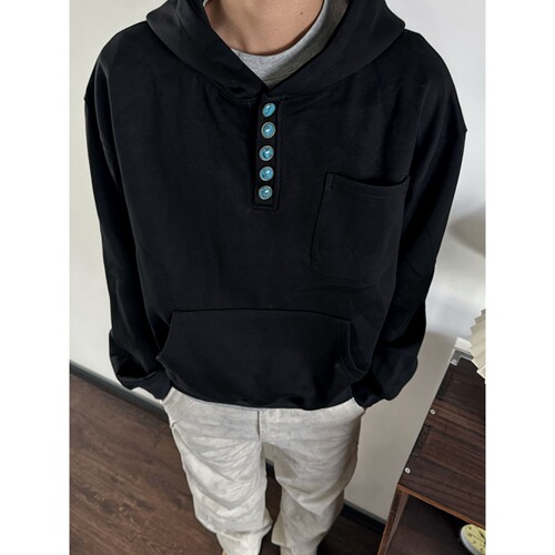 American-style buttons for men and women, autumn and winter, hooded sweatshirts, seasonal trend brands, loose, niche design, casual, versatile, lazy-style outerwear
