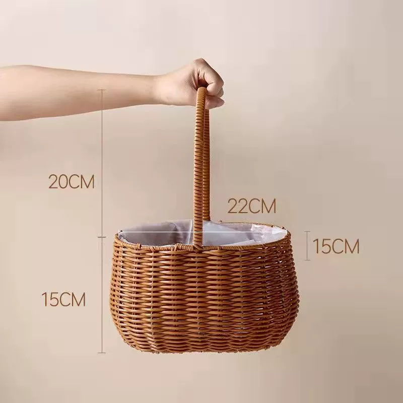 Woven basket flower-shaped, handheld flowerpot