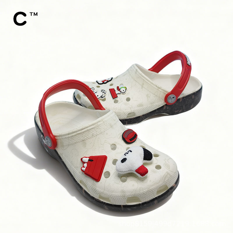 Cross Snoopy Collaboration Model Snoopy Unisex Parent-Child Clogs Eva Water Shoes Beach Shoes Slip-On Sandals