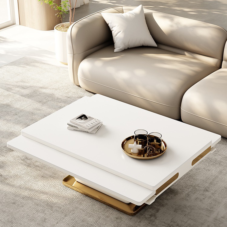 Mesa de centro de pizarra de lujo ligero, multifuncional para apartamentos pequeños, mesa de centro y comedor moderna minimalista ajustable de doble uso, nuevo modelo al por mayor.