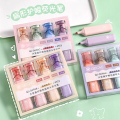 Flat-shaped fluorescent pen for students, pastel-colored eye-friendly highlighter with a slanted tip—ideal for marking and note-taking in the office, available in large-capacity, vibrant colors.