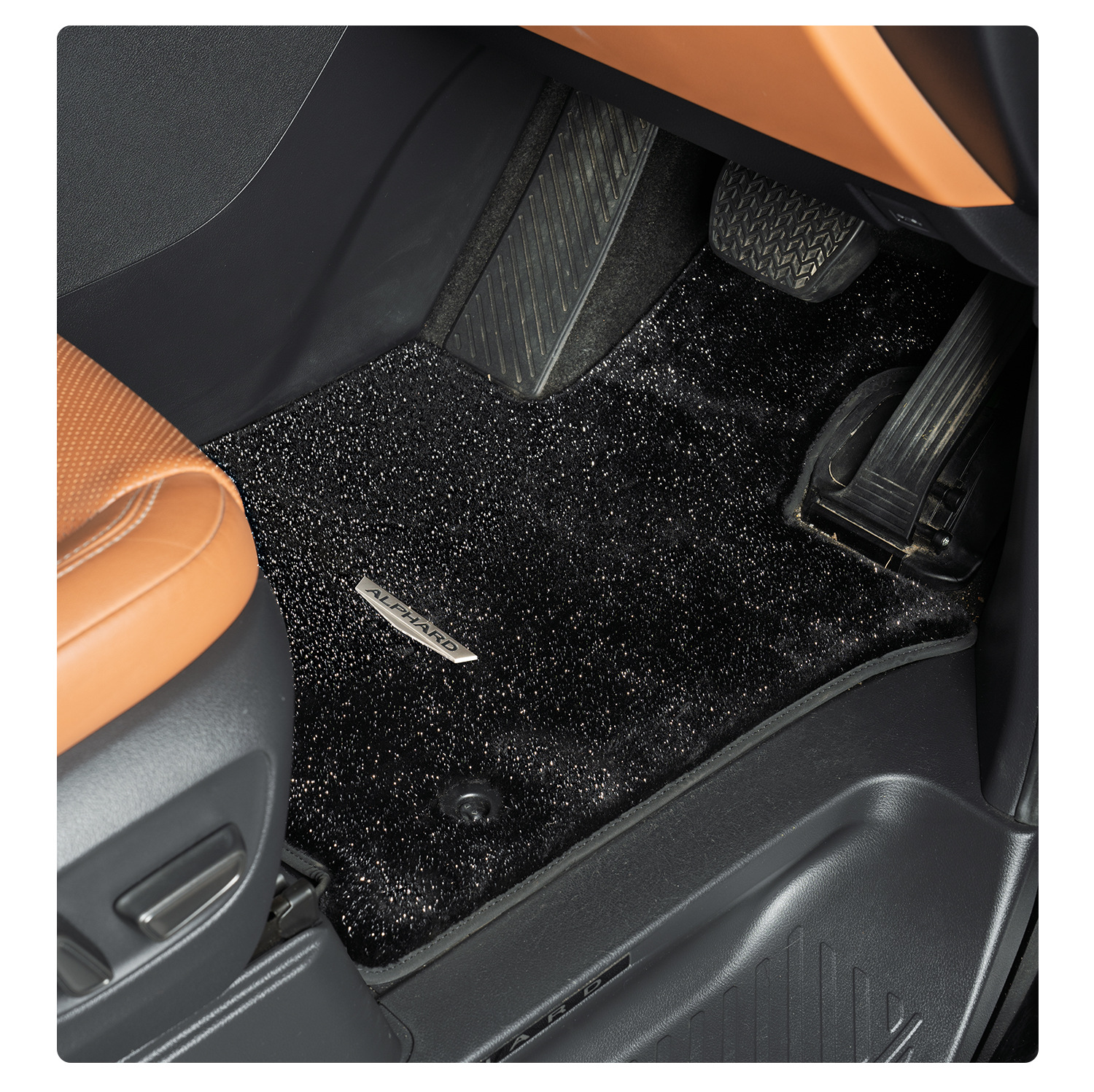 24-25 Models of Alphard Starry Sky Velvet Full Car Floor Mats, Alphard 40 Series Vellfire Dedicated Track Middle Row Carpet