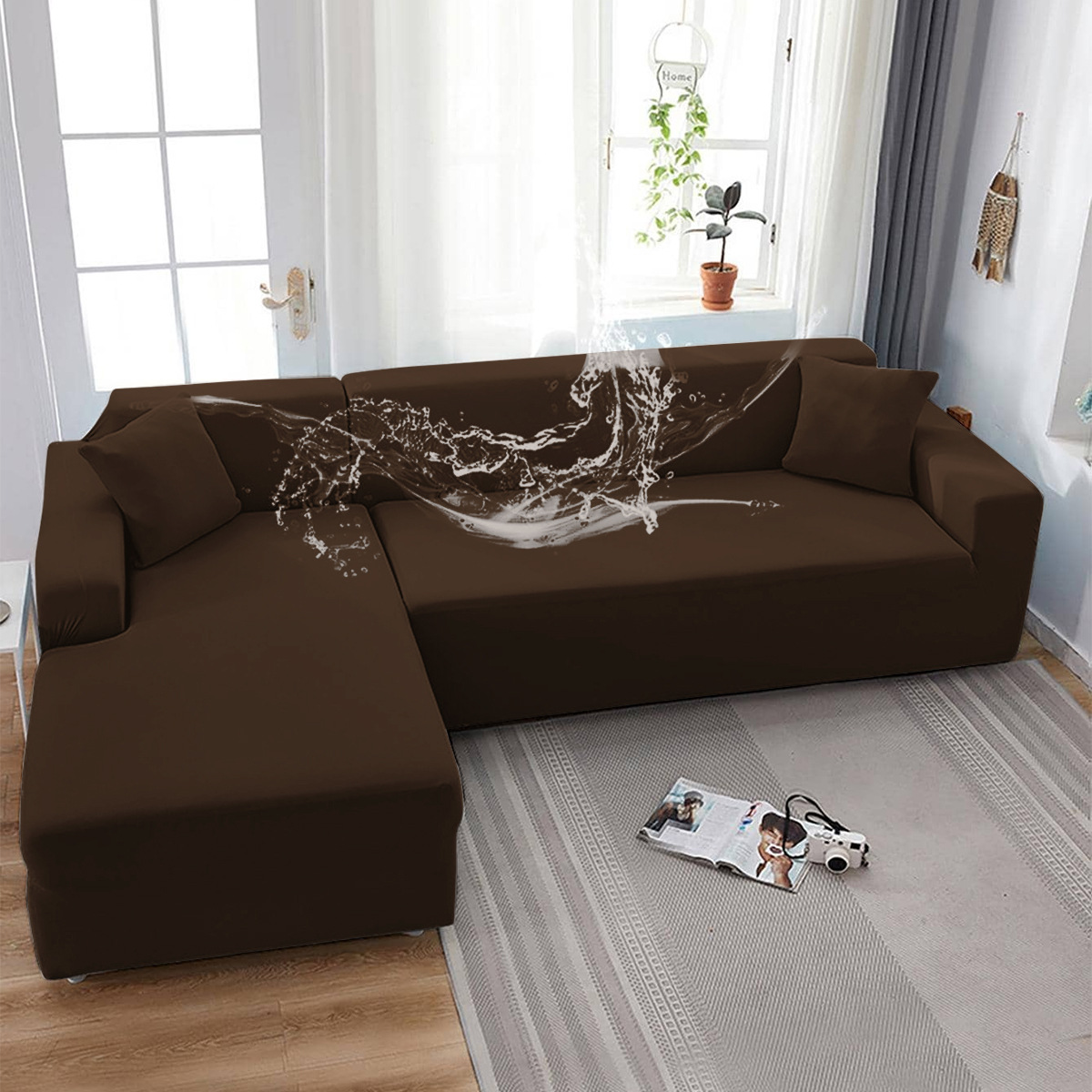 SHEIN en stock sofá cubierta de seda de leche resistente al agua sofá cubierta de sofá de color sólido universal cubierta de sofá
