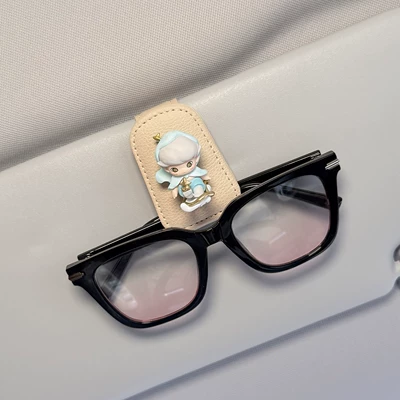 Car-Mounted Glasses Clip for Use Car Glasses Clip/Bill Clip - unlock-time-beige-glasses-clip