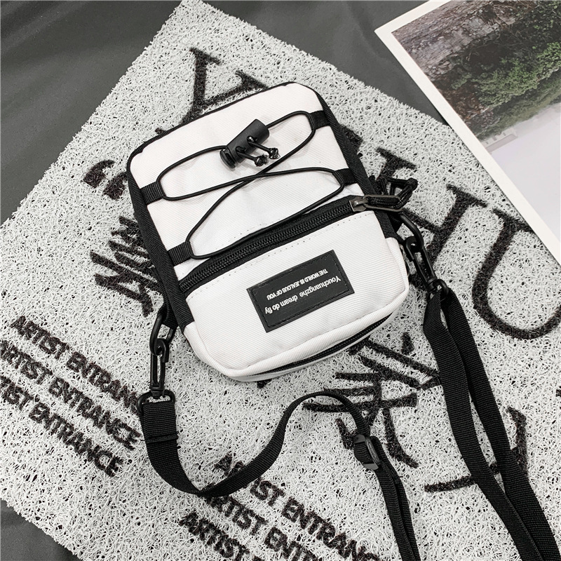67g Weight Zipper Closure Type Single Shoulder Strap Strap Type Crossbody Bag Bags Type Nylon Material Letter Pattern Streetwear Style Square Shape Khaki, Light Grey, White, Black Color Small Size Small Nylon Letter Streetwear Square Zipper Crossbody Bag 71