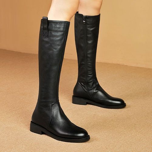 Women's 2024 Long Boots Autumn New Fashionable and Versatile Knee-High Cowgirl Boots Slim High-Waisted Single Boot