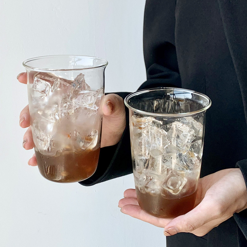 KI9S冰拿铁咖啡玻璃杯美式饮品杯耐热高温高硼硅透明冷饮杯喝水杯
