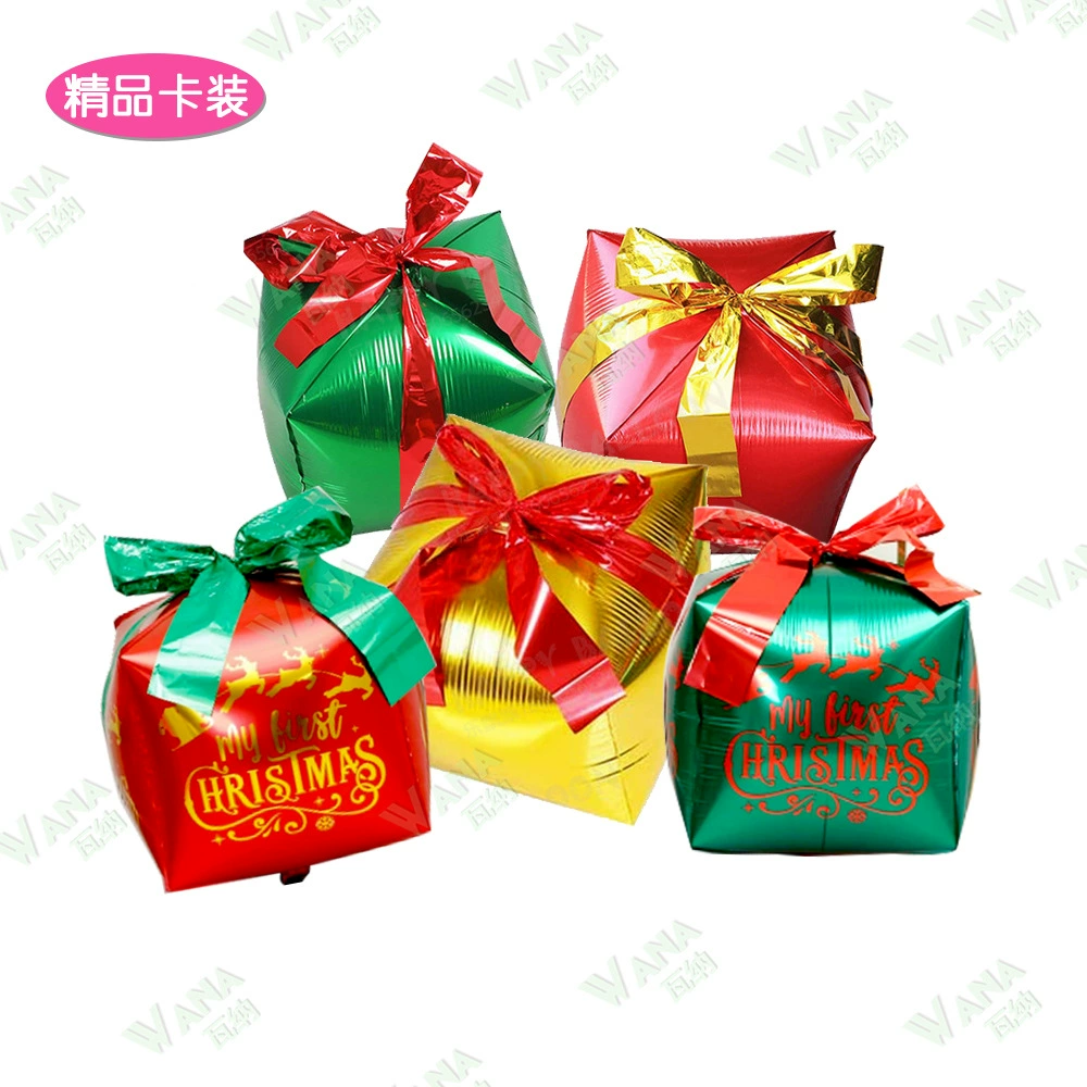 22-дюймовый 4D квадратная рождественская подарочная коробка алюминиевая пленка воздушный шар индивидуальная упаковка Рождество merryChristmas