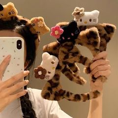 かわいい猫ちゃん ~ 黒皮Kitty猫耳豹紋毛束女顔化粧髪束