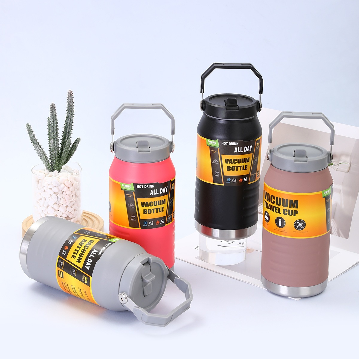 Nuevo transfronterizo 304 taza de aislamiento al vacío de acero inoxidable portátil taza de agua deportiva portátil para automóviles aislamiento frío gran cubículo de hielo sin