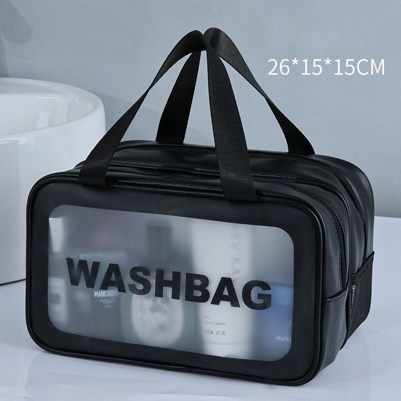 Juego de tres piezas de neceser esmerilado, bolsa de cosméticos de viaje impermeable de PVC, bolsa de aseo portátil de gran capacidad para viaje.