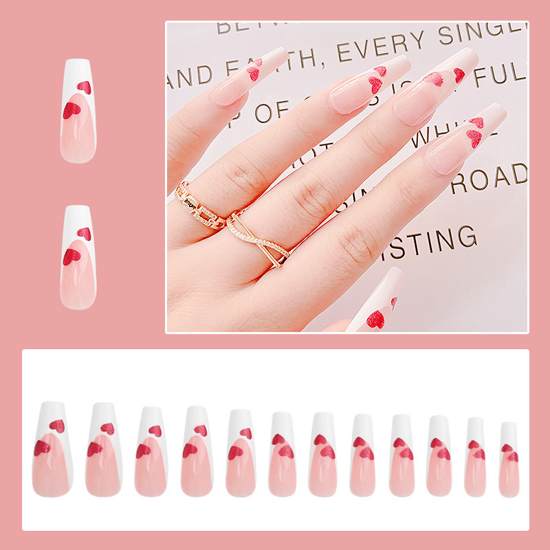 Nuevo producto de manicure 24 amor ballet manicure parche desmontable productos terminados de lámina de oro para usar uñas falsas