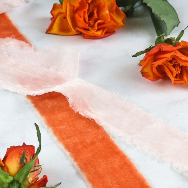 Amazon nueva cinta tira de tela de terciopelo desmenuzado borde áspero cisne simulación cinturón de terciopelo boda corbata con flor bolsa decoración