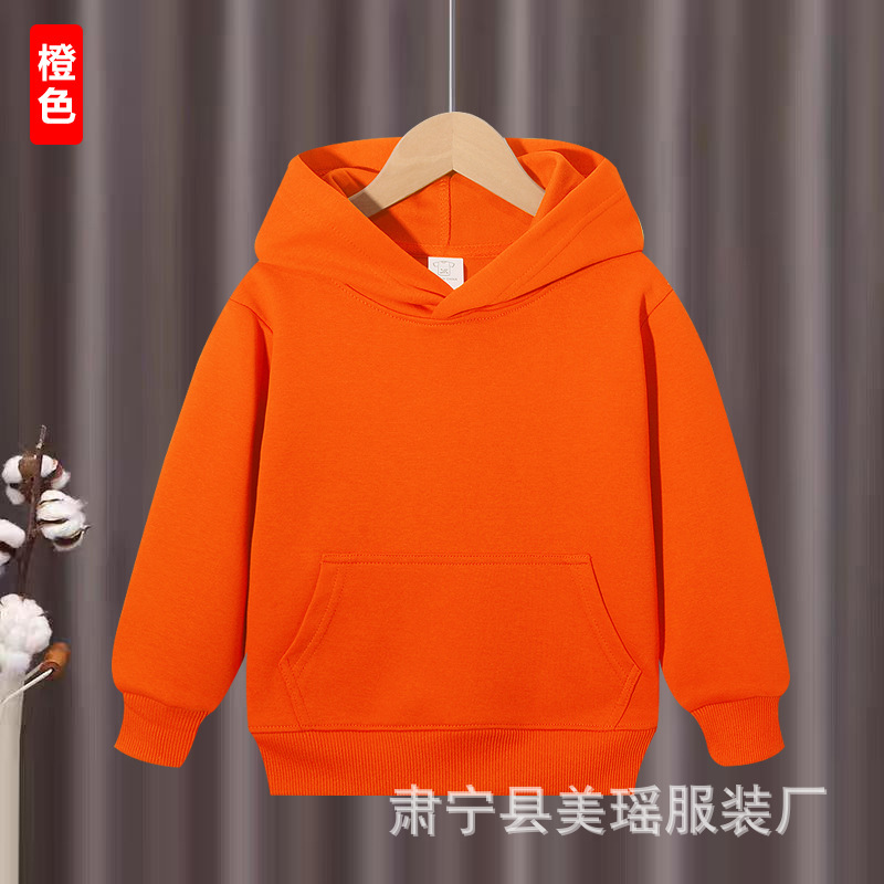 儿童秋冬款连帽卫衣 男女童中大童洋气加绒加厚连帽卫衣帽衫纯色|undefined