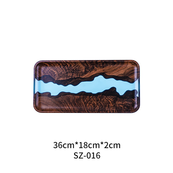 Nogal resina bandeja rectangular de madera maciza plato de fruta de resina luz moda de lujo simple regalo del hogar fábrica al por mayor
