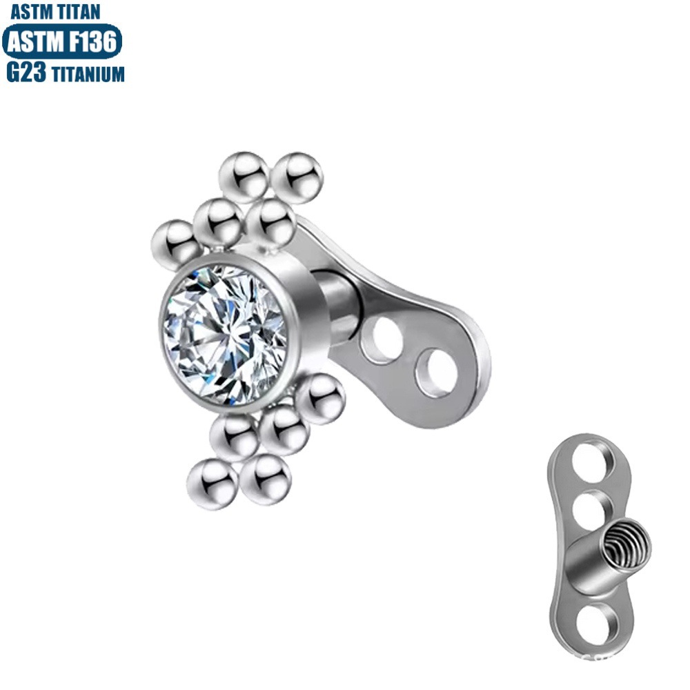 Pointed labret stud close-up product detail