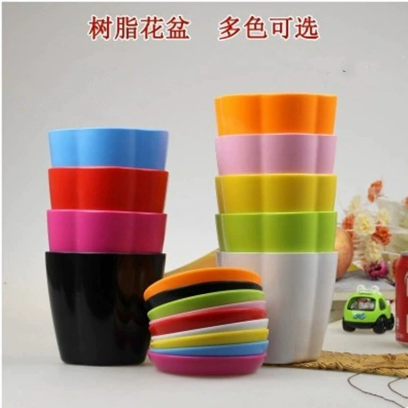 Производитель пластиковых цветочных горшков с лепестками оптом, креативные цветные горшки из смолы, утолщенные, спецификации цветочных горшков с лепестками