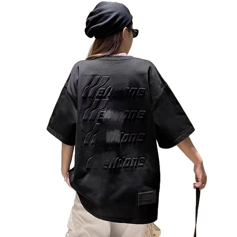 WELLMIKI 夏トレンドブランド WE11DONE TRACK バックエンボス加工 ゆったり半袖Tシャツ 男女兼用|undefined