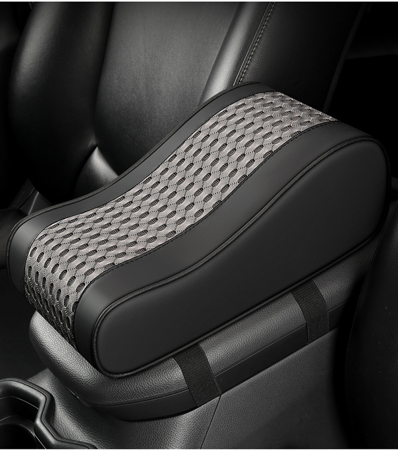 New car armrest box cushion leather mesh fabric central armrest height pad memory cotton car armrest box cushion cover
